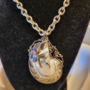 Sterling silver Abalone shell pendant necklace